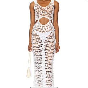 superdown White Crochet Swim Coverup
